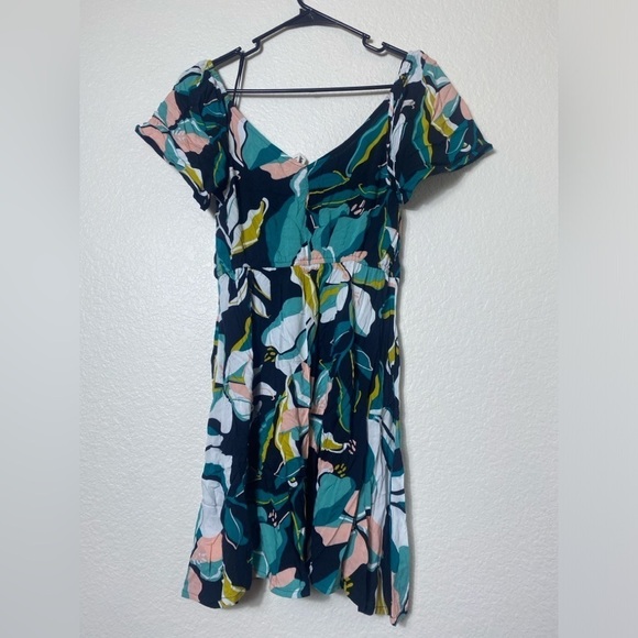 Roxy Off Shoulder Shimmy Over Tropical Dress sz Small - Picture 4 of 8